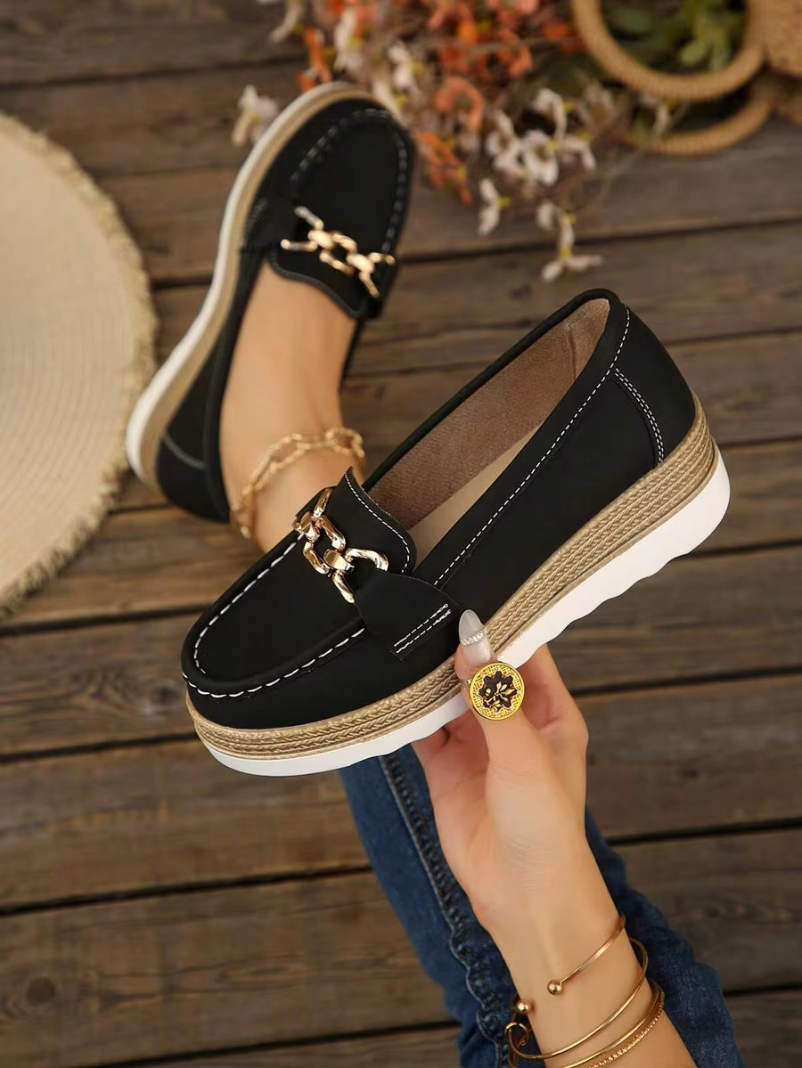Thick Sole Comfortable Slip-On Rocking Shoes, Flatform Soft Bottom Flat Shoes, Khaki,Sneakers For Women