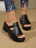 Summer Women's Casual Lightweight Comfortable Wedge Platform Sandals, Elegant Fashionable Breathable Solid Color Slides, Suitable For Plus Size Women